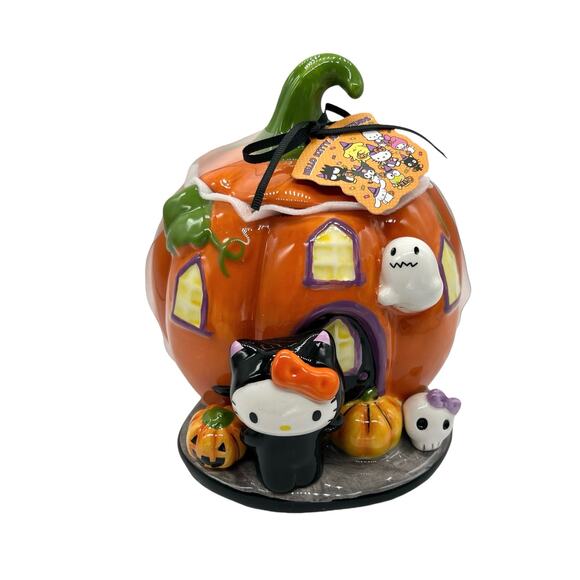 AT COST - WHOLESALE 2024 Sanrio Hello Kitty Halloween Pumpkin House Cookie Jar - Picture 2 of 9